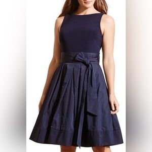 Ralph Lauren Black Fit & Flare Dress with Waist Bow